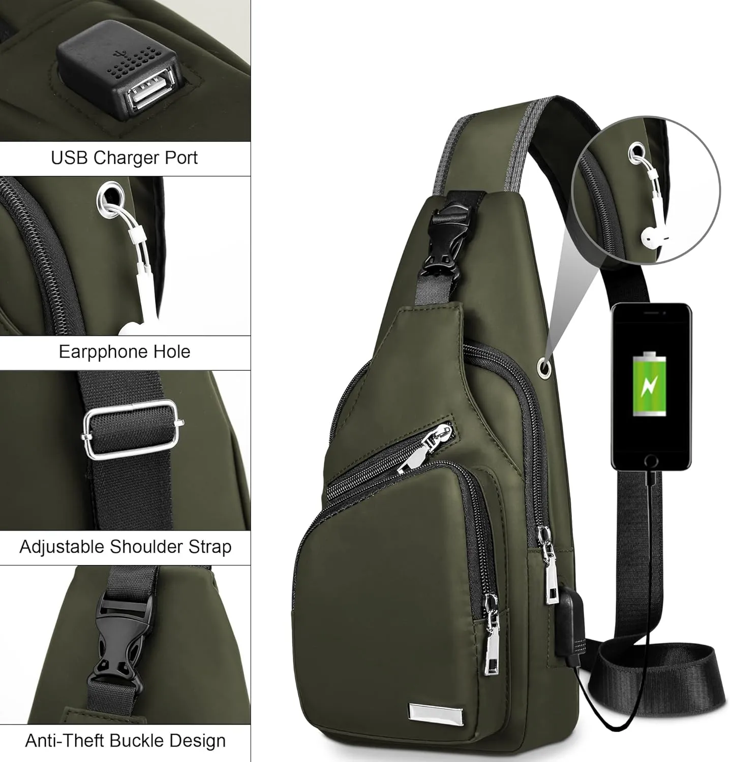 Waterproof Sling Bag Crossbody Backpack for Men Women Sling Backpack Hiking Daypack Multipurpose Cross Body Chest Bag