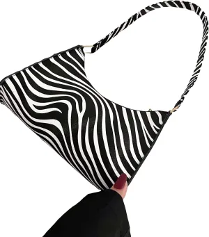 WDIRARA Women's Zebra Print Shoulder Bag Purse Small Zipper Handbag