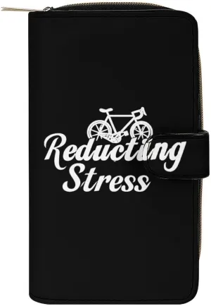 Weapon of Stress Reduction Biking Leather Wallets for Men Women Zipped Clutch Purse Travel Handbag Card Case Wallet