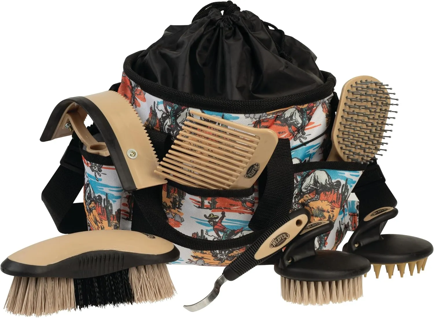 Weaver Leather Horse Grooming Kit, 7-Piece Horse Brush Set with Organizer Tote Bag, Equine Care, Horse Tack Room Equipment, Grooming Horse Supplies