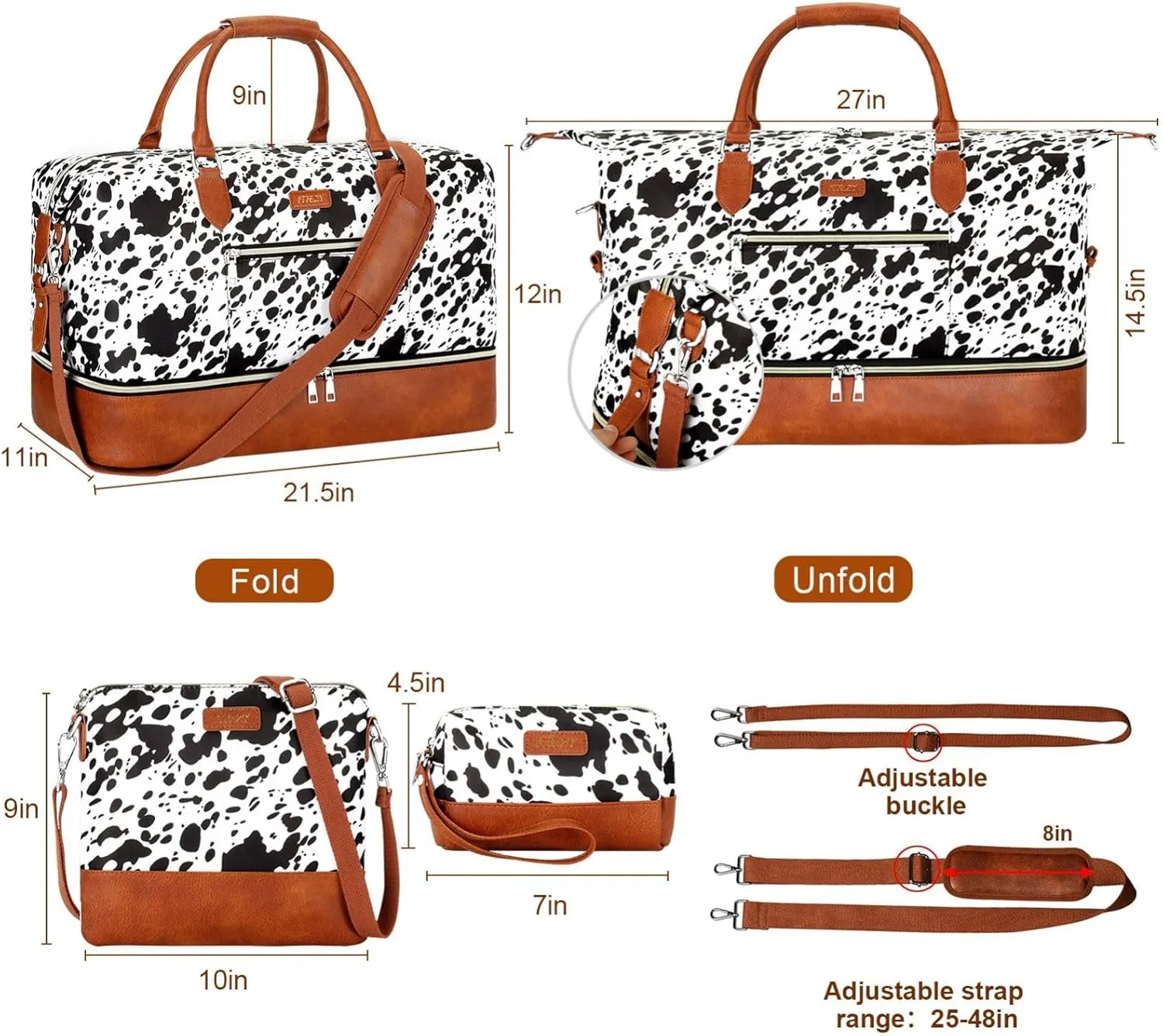 Weekender Bag for Women, Travel Duffel Bag Carry On Overnight Bag with Shoe Compartment Large Nylon Travel Weekend Tote Bag