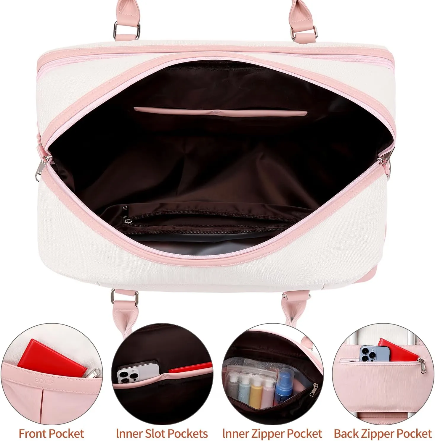 Weekender Bags for Women Overnight Bag Large Canvas Travel Duffel Bag with Shoe Compartment Carry On Tote Bag 3Pcs Set