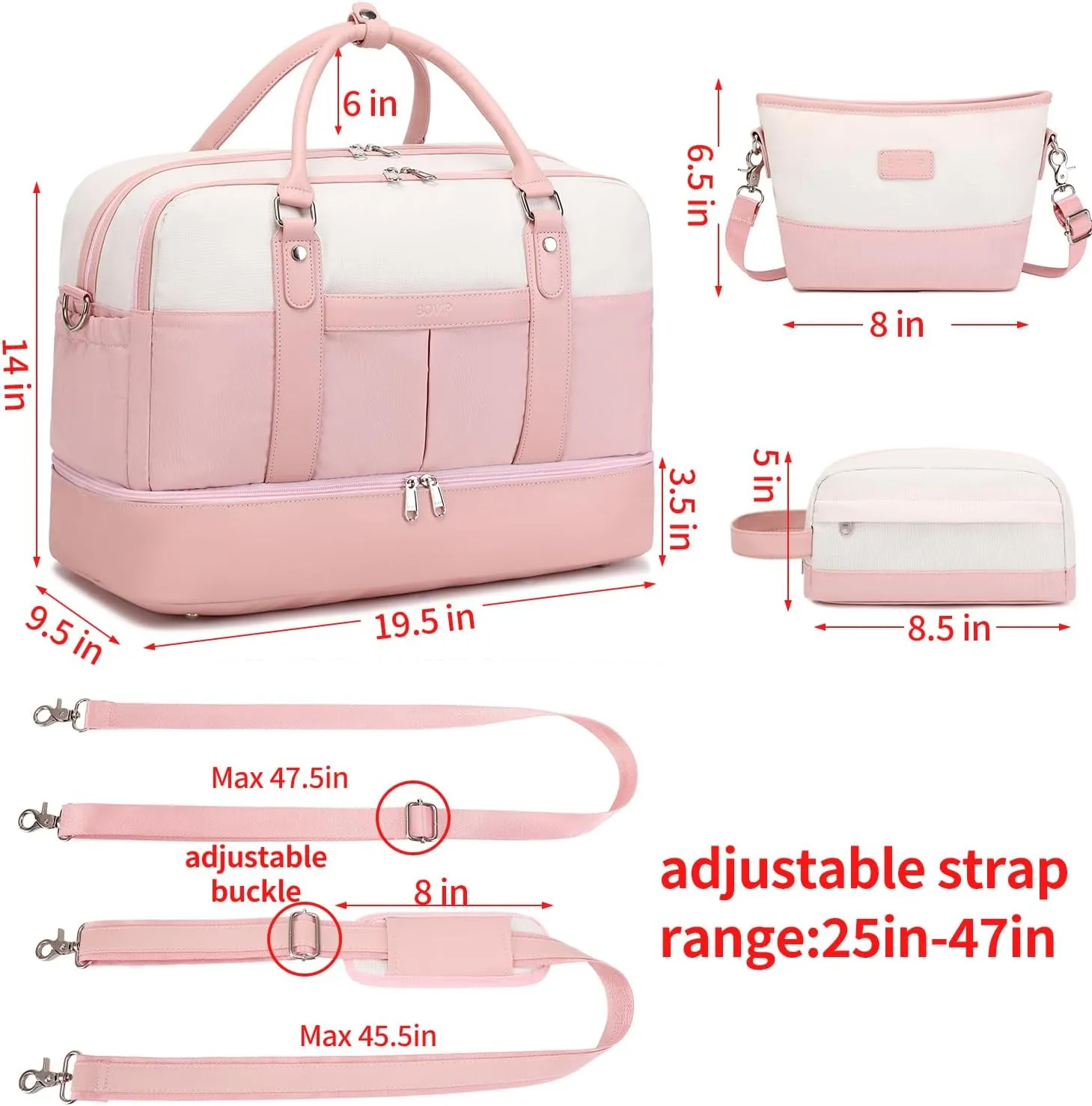 Weekender Bags for Women Overnight Bag Large Canvas Travel Duffel Bag with Shoe Compartment Carry On Tote Bag 3Pcs Set