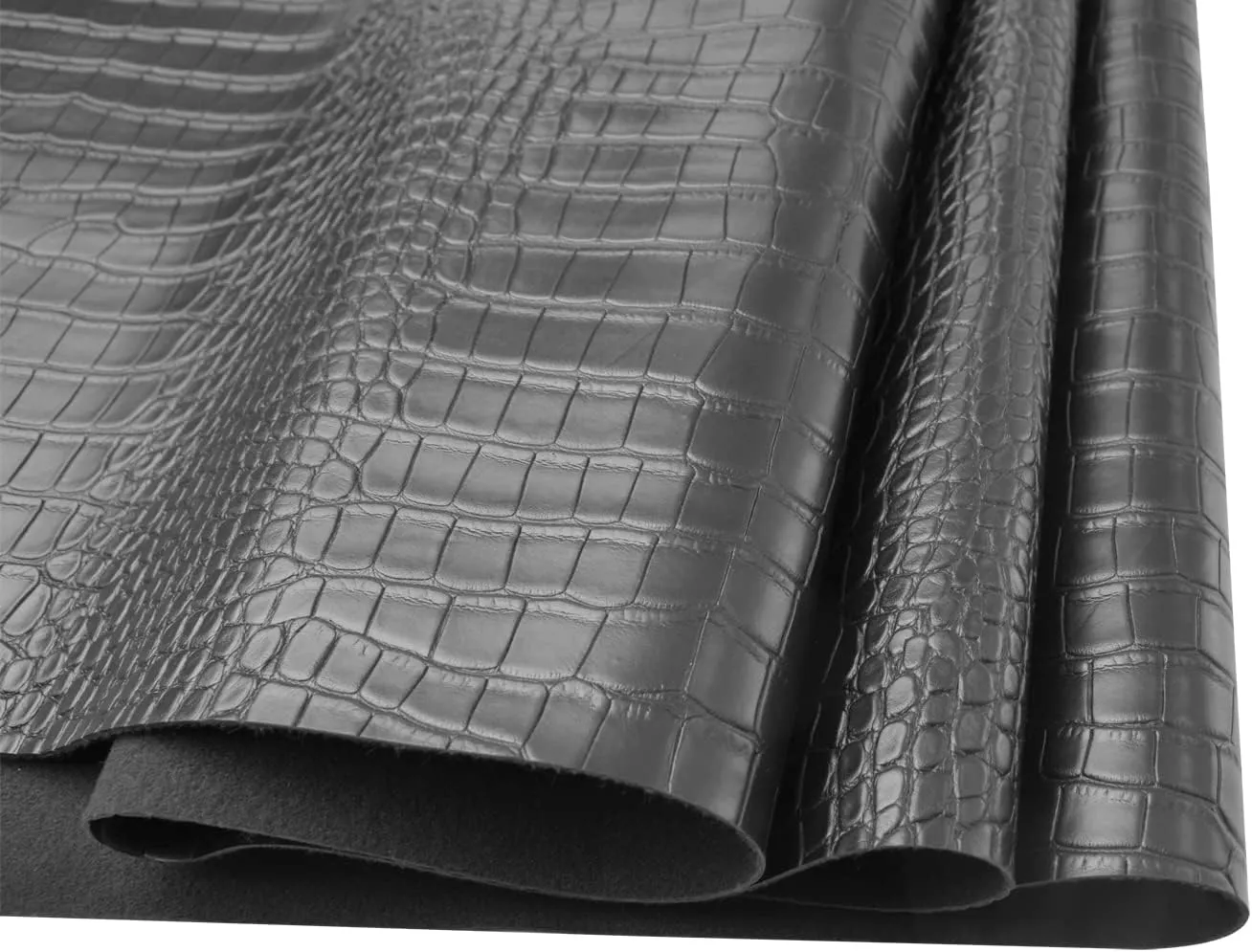Wento Alligator Skin PU Leather Fabric Faux Leather Fabric Black Crocodile Fabric Leather Upholstery Fabric by The Yard (1yard,Black)