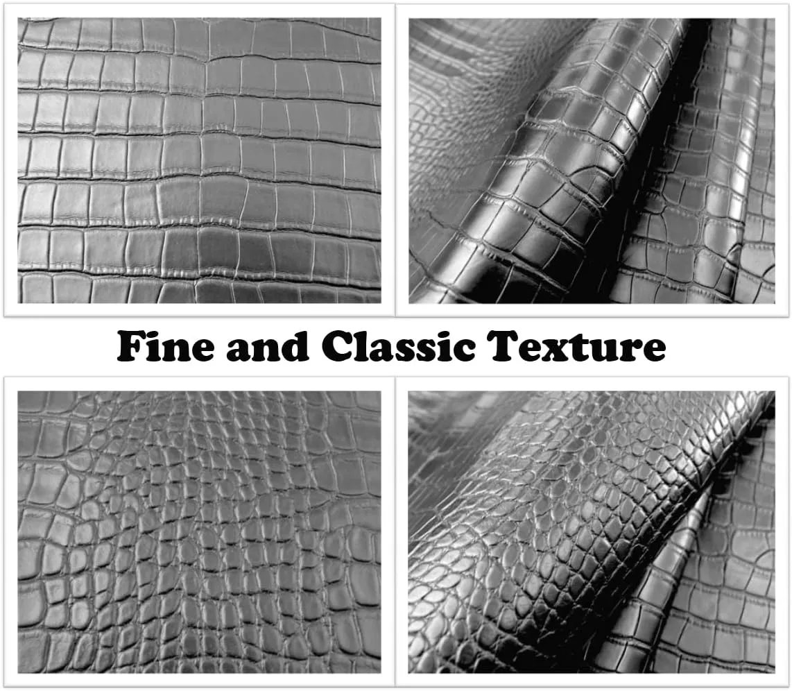 Wento Alligator Skin PU Leather Fabric Faux Leather Fabric Black Crocodile Fabric Leather Upholstery Fabric by The Yard (1yard,Black)