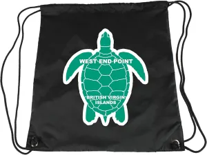 West End Point British Virgin Islands Souvenir Cinch Bag with Drawstring Backpack Tote Beach Bag Green Turtle Design