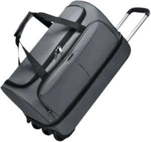 Wheeled Duffel Bag Suitcase Carrier Heavy Duty Rolling Garment Bag Trolley Bag for Picnic Traveling Outdoor Men Business Trip, gray, L