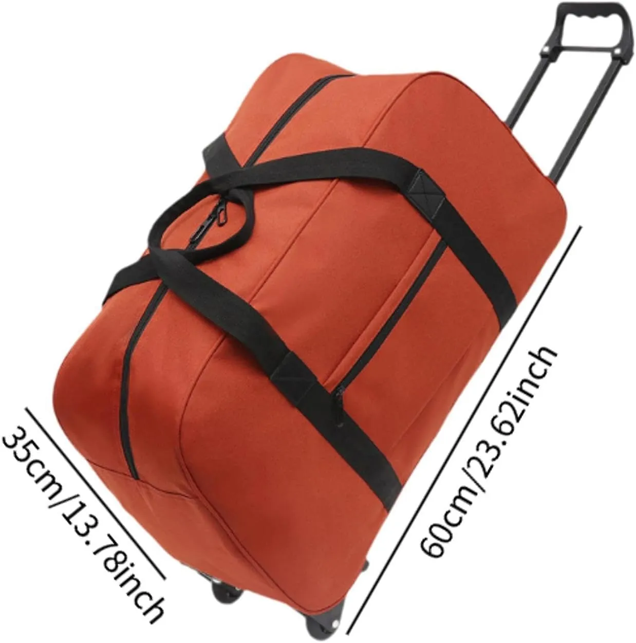 Wheeled Duffel Bag,Luggage Case,Multifunction Handbag Carrier,Adults Suitcase,Rolling Travel Bag for Traveling,Business Trip, orange