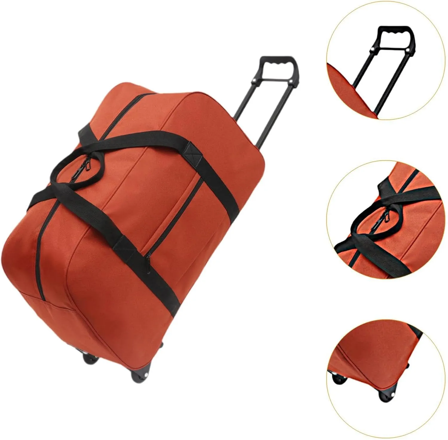Wheeled Duffel Bag,Luggage Case,Multifunction Handbag Carrier,Adults Suitcase,Rolling Travel Bag for Traveling,Business Trip, orange