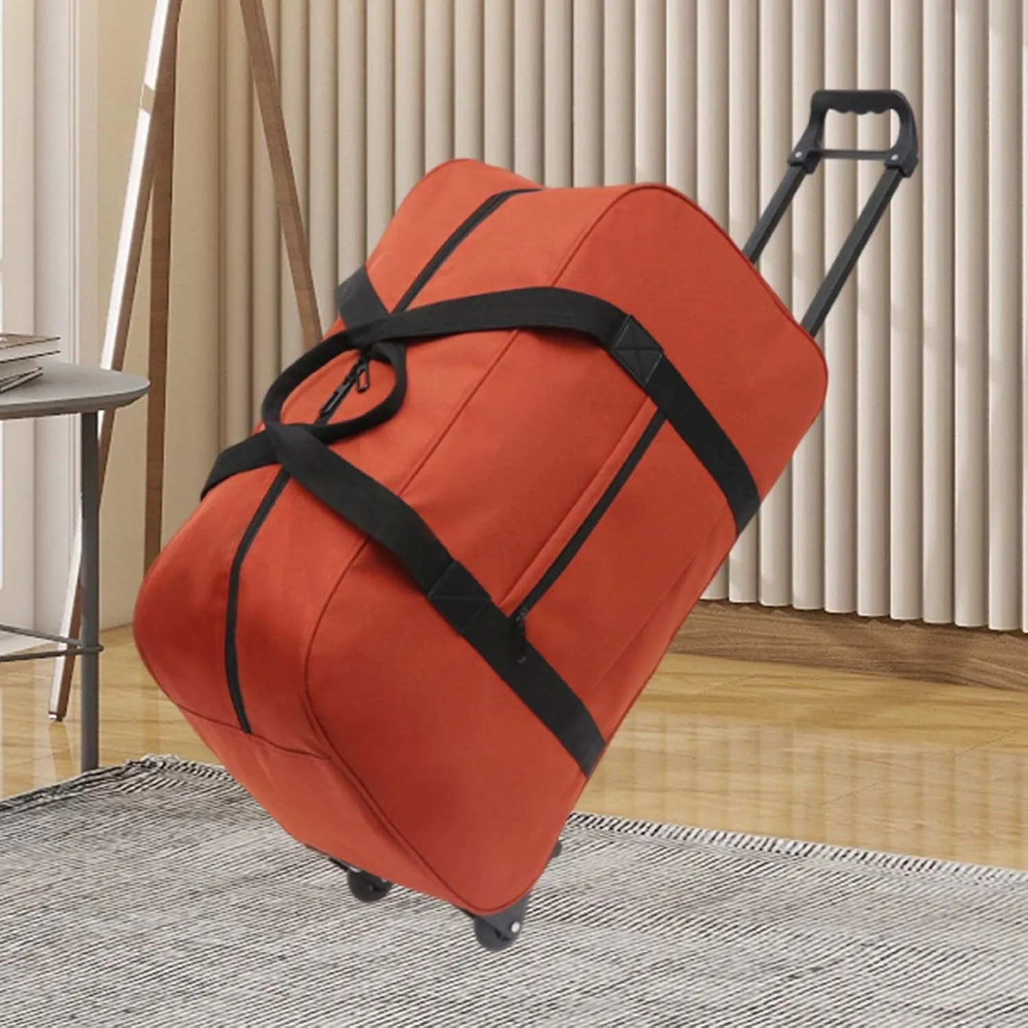 Wheeled Duffel Bag,Luggage Case,Multifunction Handbag Carrier,Adults Suitcase,Rolling Travel Bag for Traveling,Business Trip, orange