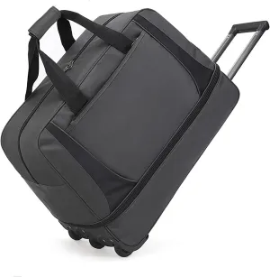 Wheeled Duffle Bag Large Capacity Foldable Travel Luggage with Telescopic Handle, Oxford Fabric Carry-On, Storage for Blankets Weekender Moving Storage(Gray,Medium)