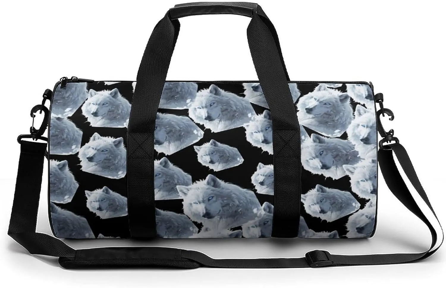 White Snows Wolf With Blue Eyes Travel Duffel Bag Gym Bags Sports Tote Shoulder Weekender Handbag for Men Women