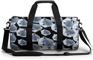 White Snows Wolf With Blue Eyes Travel Duffel Bag Gym Bags Sports Tote Shoulder Weekender Handbag for Men Women