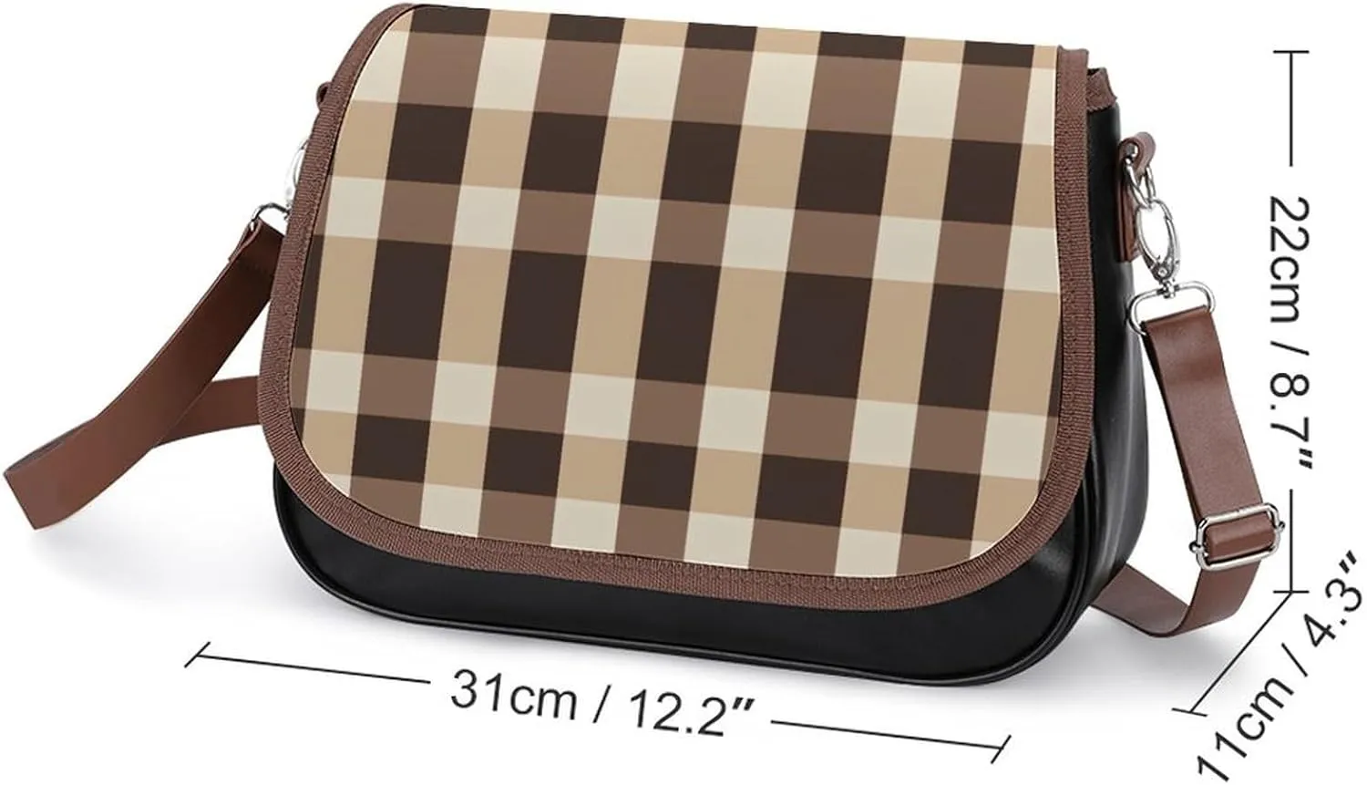White Soft Pink Checked Pattern Crossbody Bag Leather Crossbody Bag