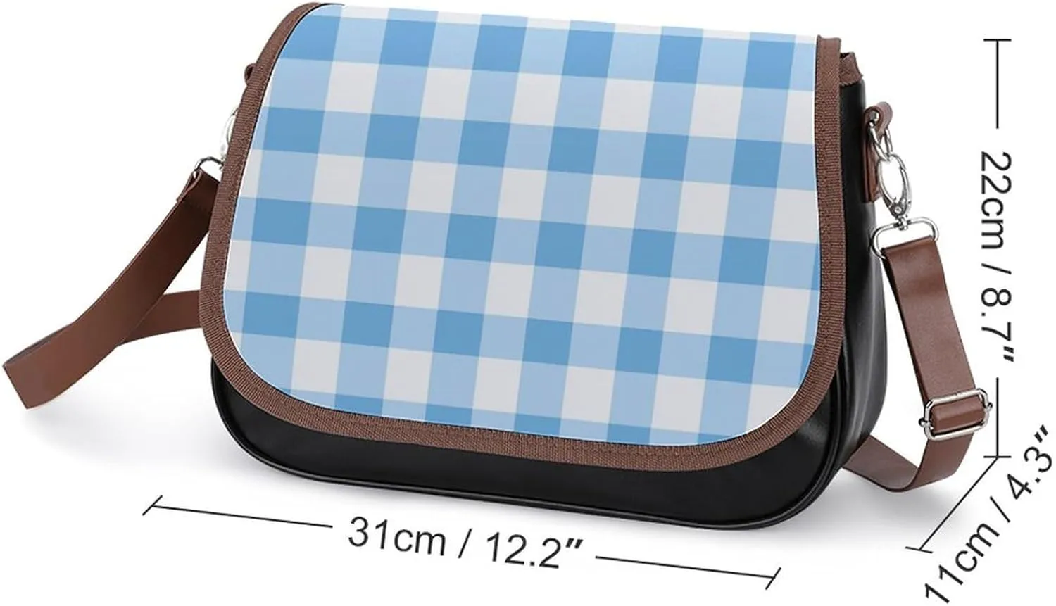 White Soft Pink Checked Pattern Crossbody Bag Leather Crossbody Bag
