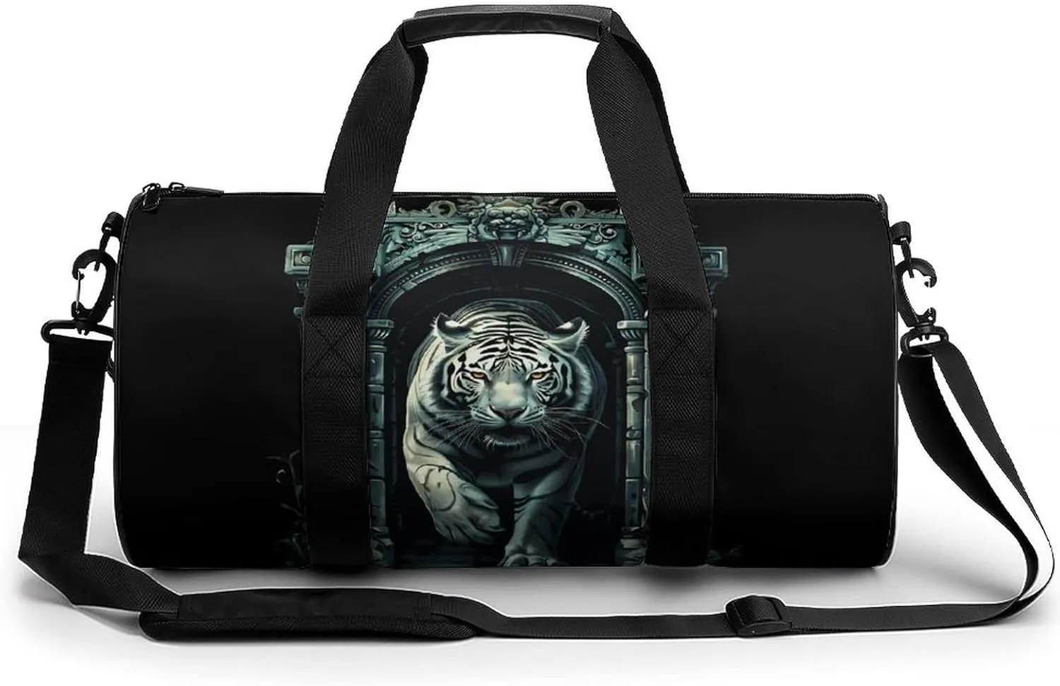 White Tiger Architecture Travel Duffel Bag Gym Bags Sports Tote Shoulder Weekender Handbag for Men Women