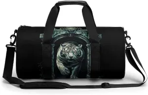 White Tiger Architecture Travel Duffel Bag Gym Bags Sports Tote Shoulder Weekender Handbag for Men Women