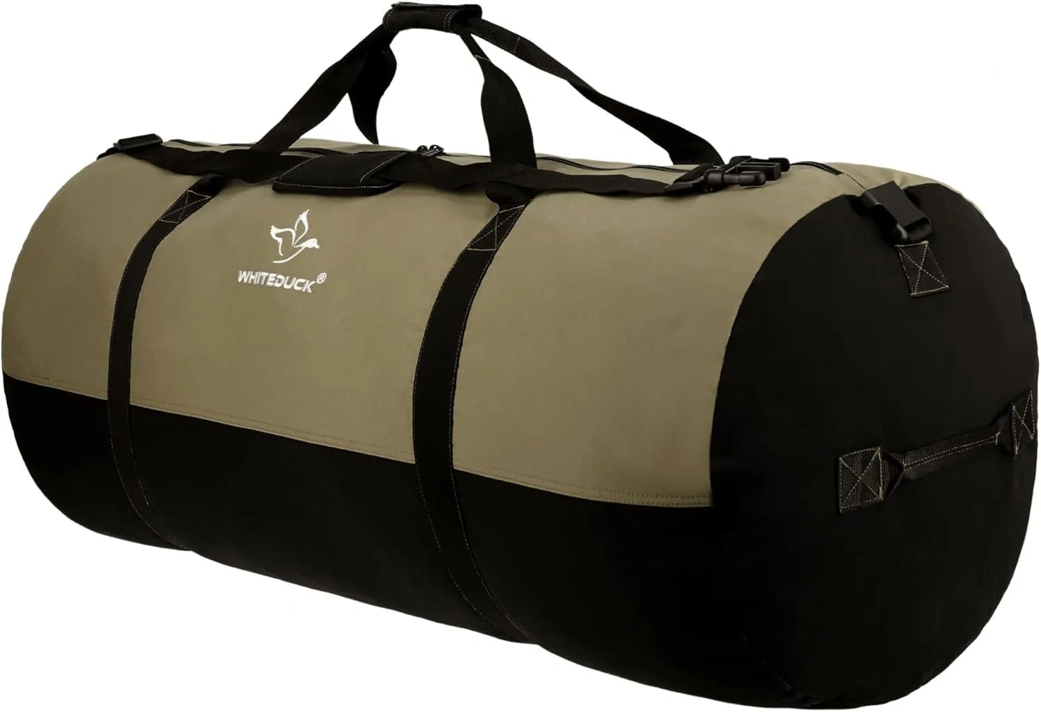 WHITEDUCK Heavy Duty Canvas Duffel Bag for Men and Women - Foldable Military Army Style Duffel Bag, with Full Length Zipper- Outdoors, Travel, Gym & Storage