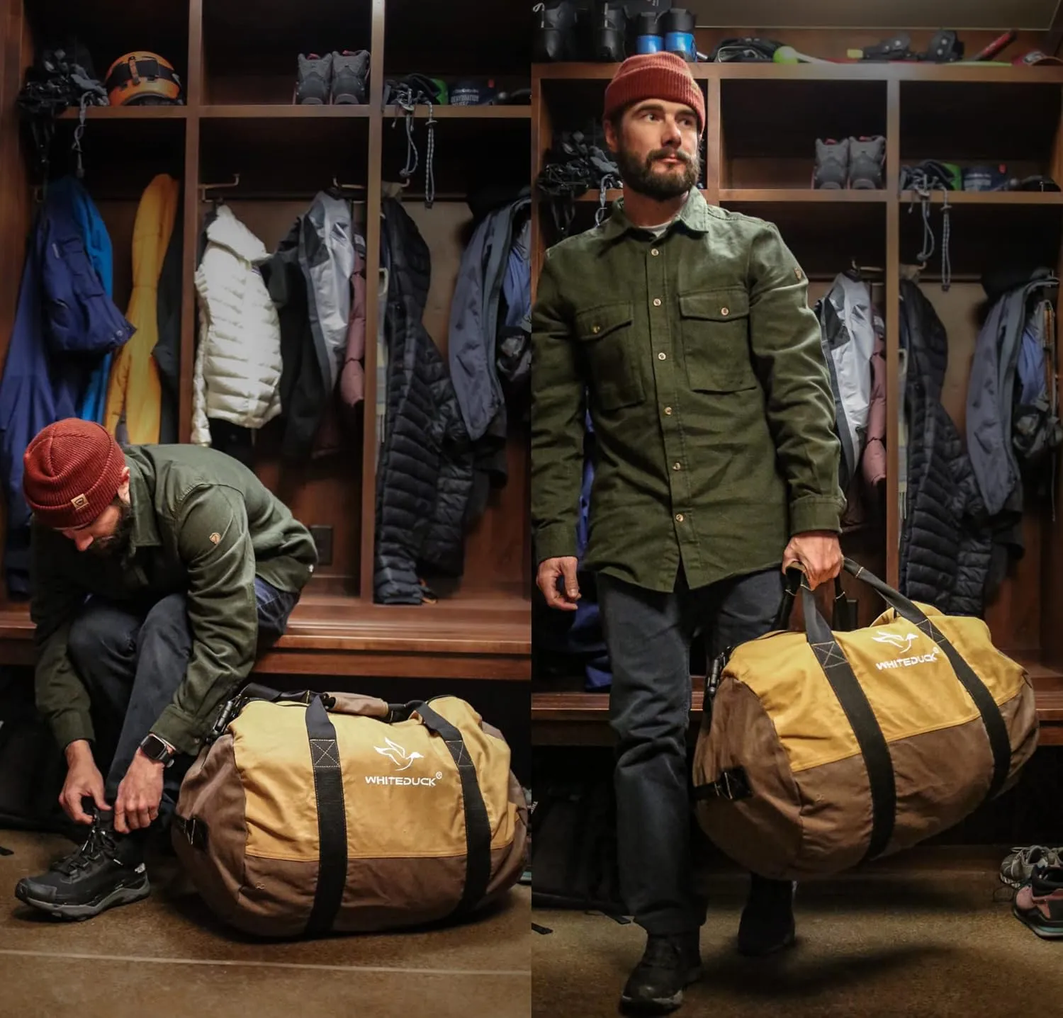 WHITEDUCK Heavy Duty Canvas Duffel Bag for Men and Women - Foldable Military Army Style Duffel Bag, with Full Length Zipper- Outdoors, Travel, Gym & Storage