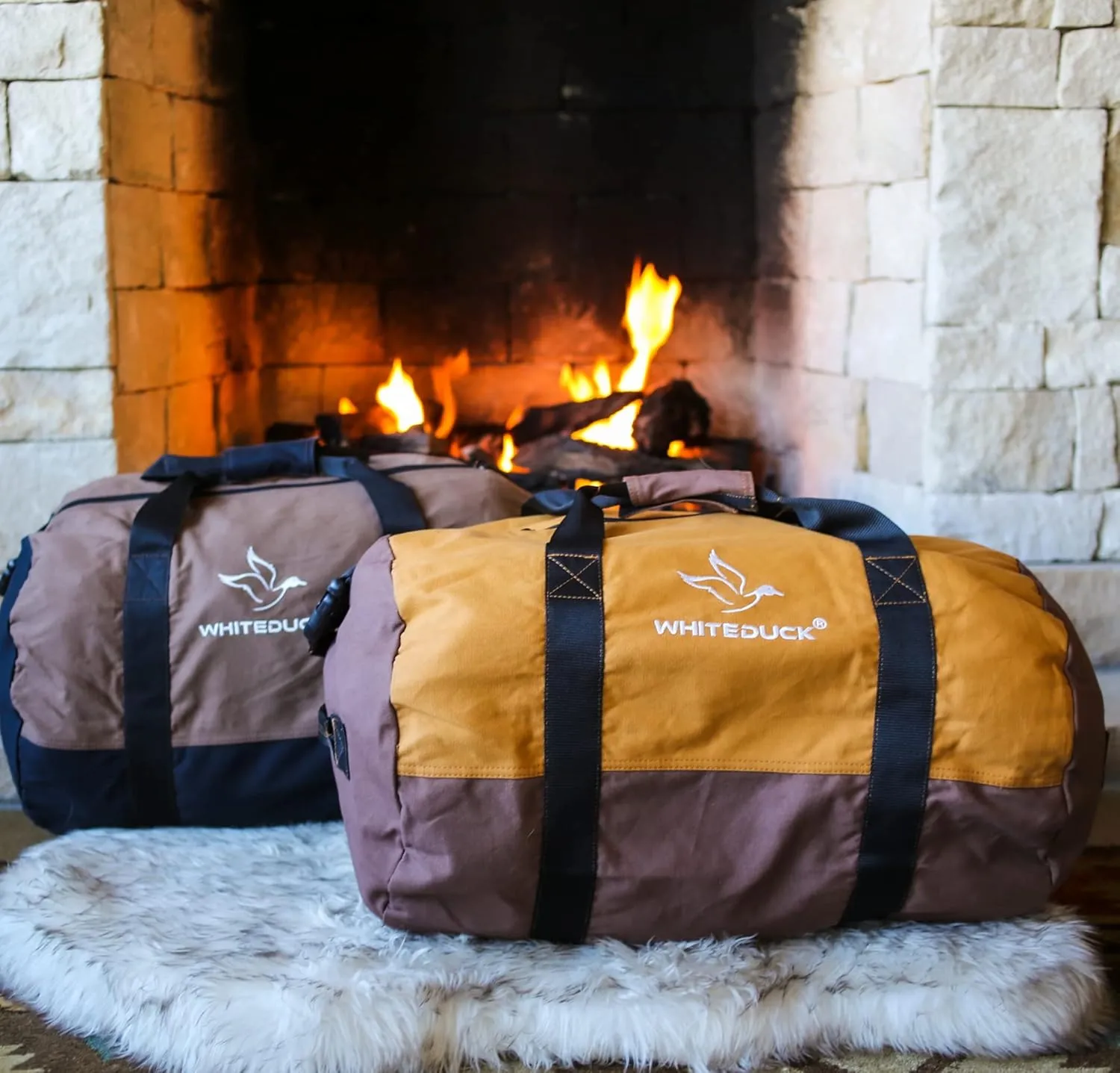 WHITEDUCK Heavy Duty Canvas Duffel Bag for Men and Women - Foldable Military Army Style Duffel Bag, with Full Length Zipper- Outdoors, Travel, Gym & Storage