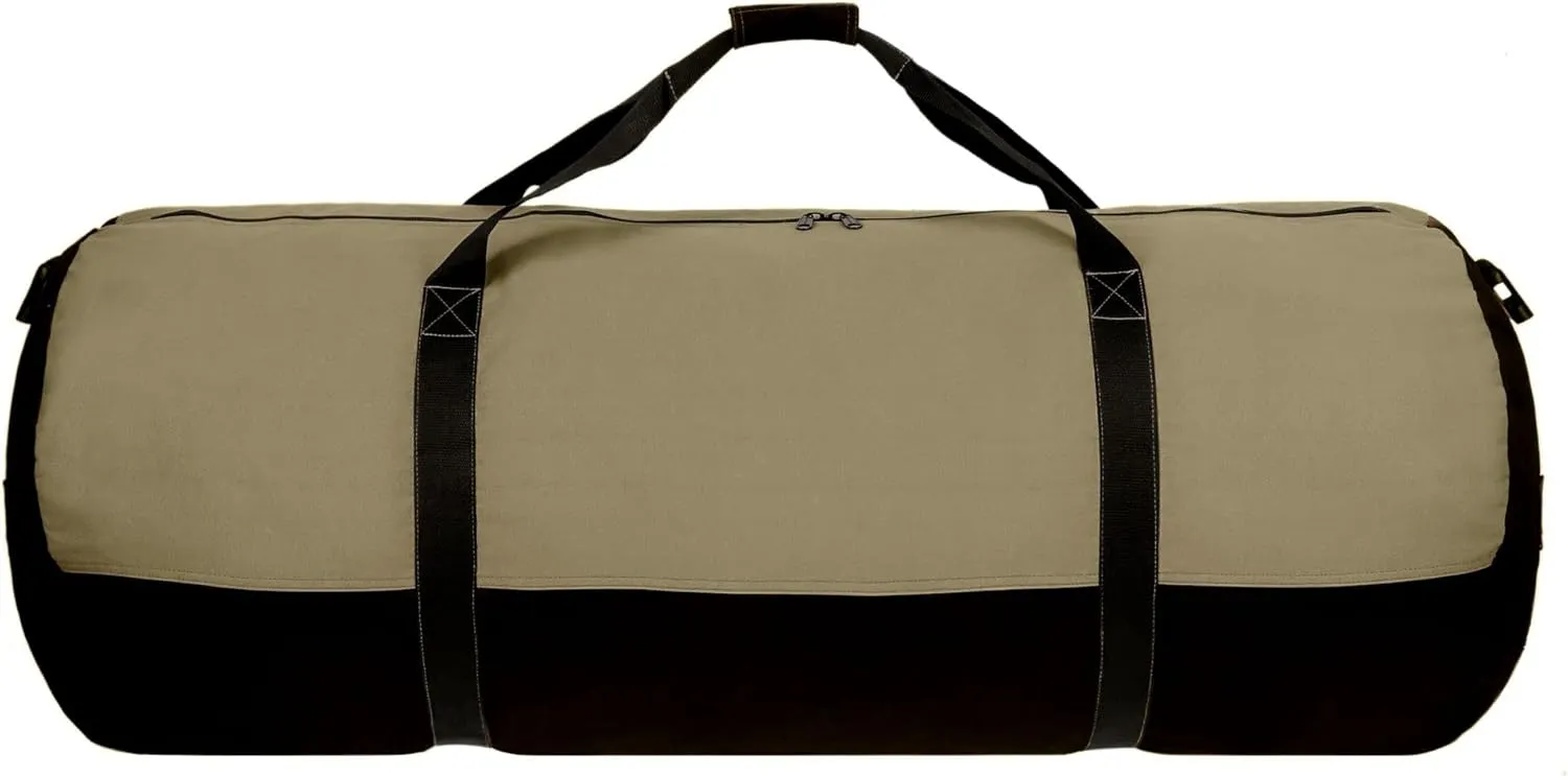 WHITEDUCK Heavy Duty Canvas Duffel Bag for Men and Women - Foldable Military Army Style Duffel Bag, with Full Length Zipper- Outdoors, Travel, Gym & Storage