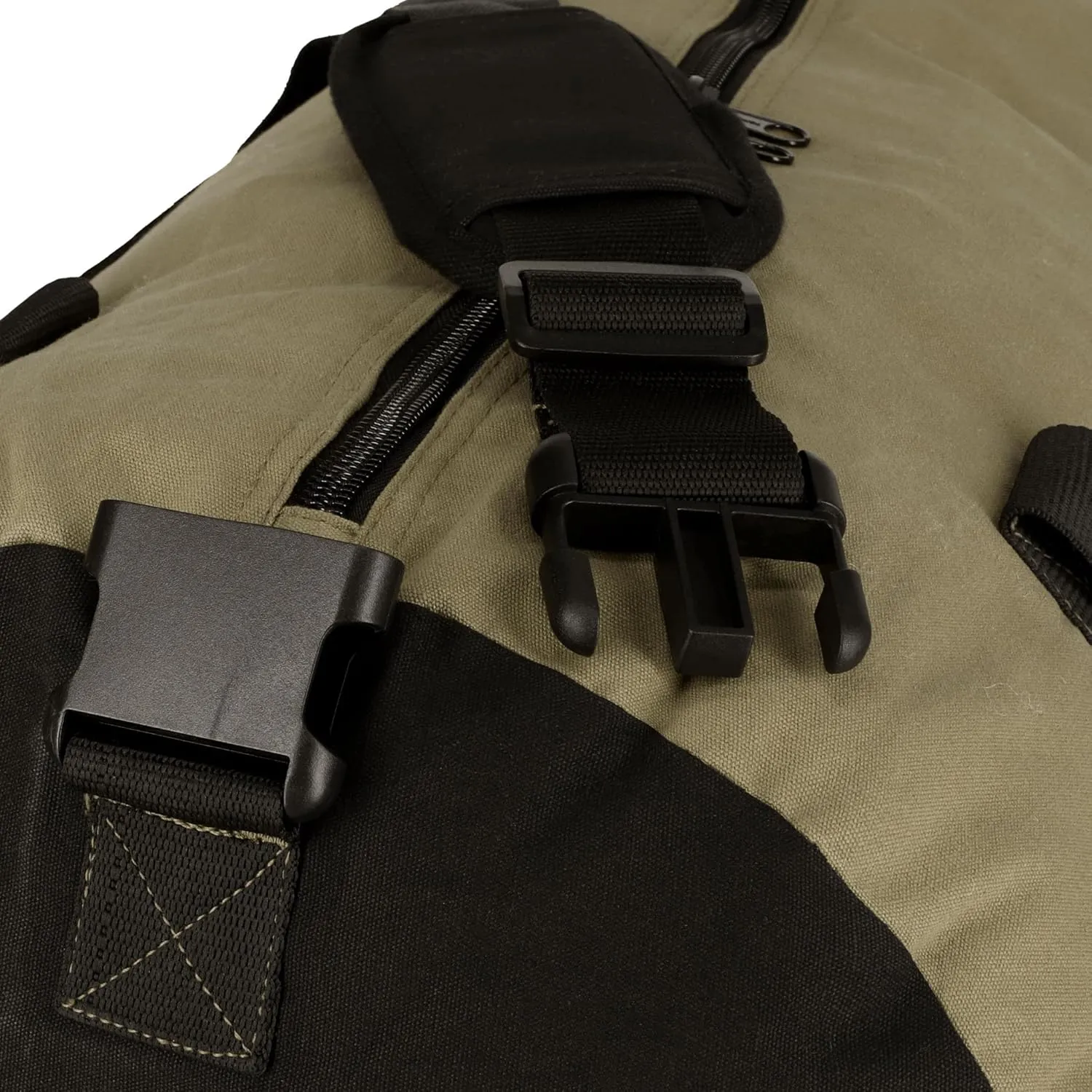 WHITEDUCK Heavy Duty Canvas Duffel Bag for Men and Women - Foldable Military Army Style Duffel Bag, with Full Length Zipper- Outdoors, Travel, Gym & Storage