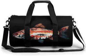 Widlife Forests Sunrise Fish Travel Duffel Bag Gym Bags Sports Tote Shoulder Weekender Handbag for Men Women