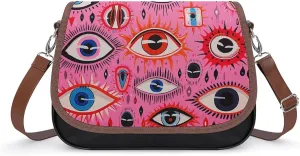 Wilderness Style Eyes Leather Shoulder Bag for Women Classic Crossbody Purse Leather Tote Bag Handbag Purse Small Shoulder Bags for Shopping