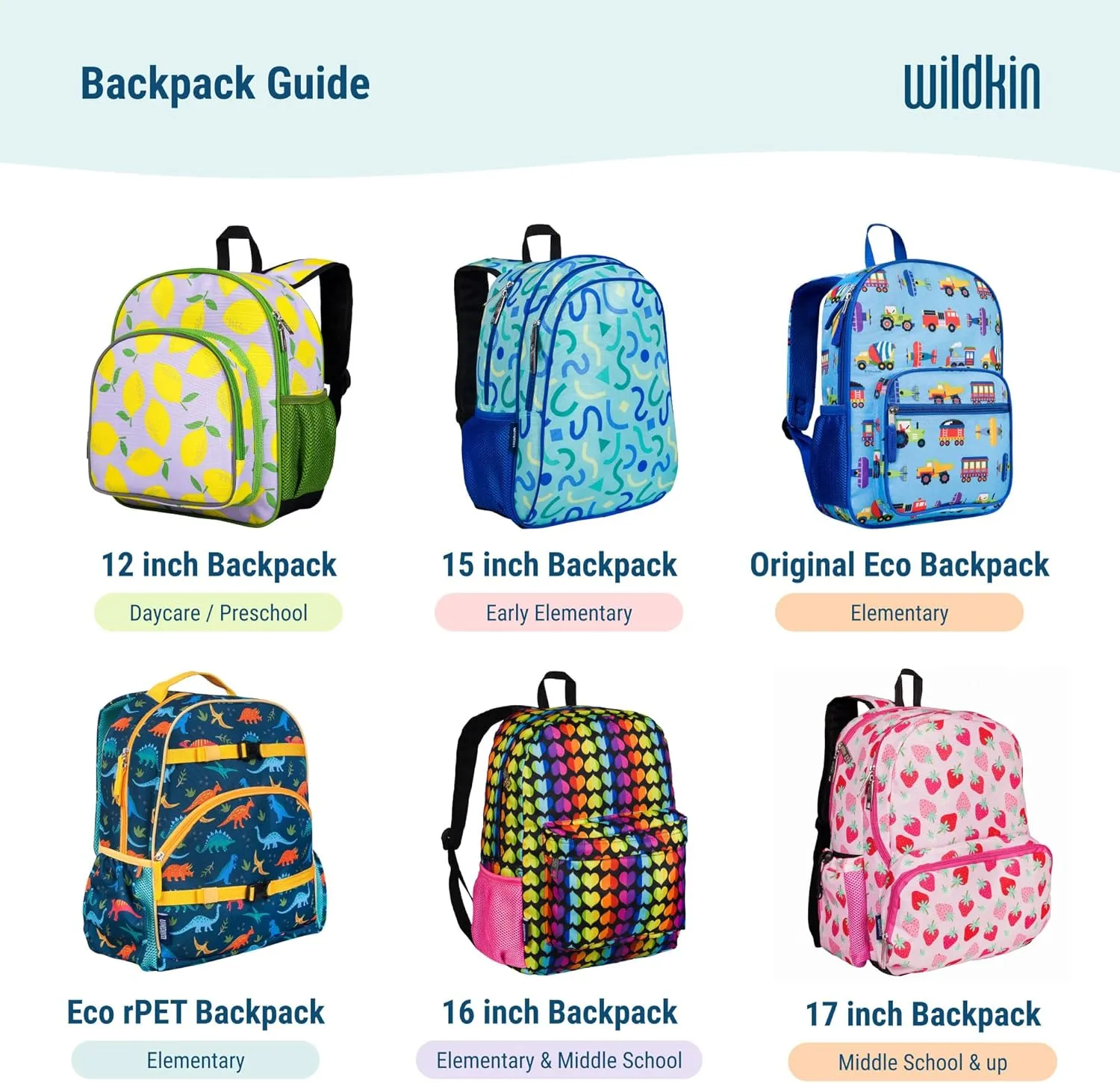 Wildkin 15-inch Kids Backpack – Durable, Padded, Adjustable for School & Travel - Mermaid Scales