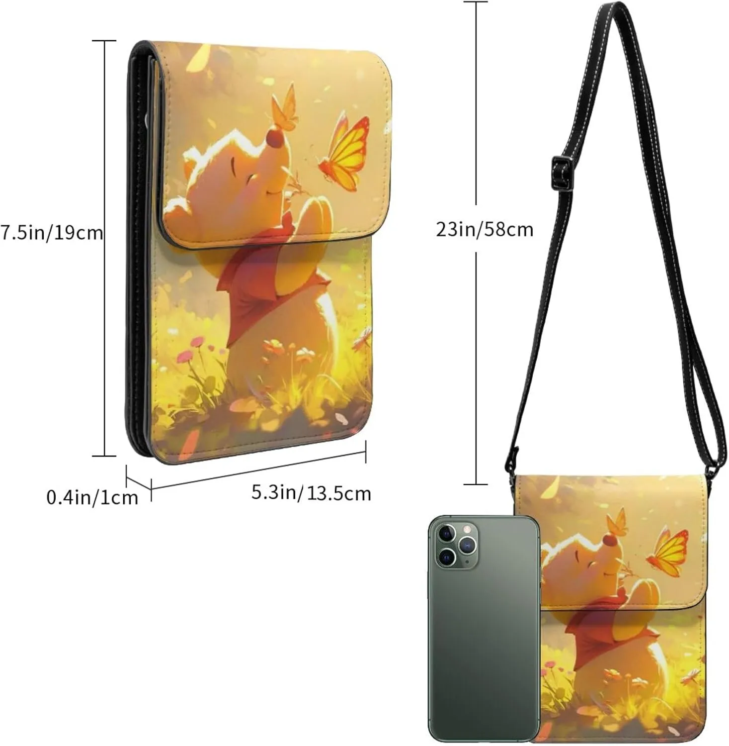Win-nie The Pooh Small Cell Phone Purse Crossbody Bag for Outdoor Travel Sports Camping Hiking Shoulder Bags
