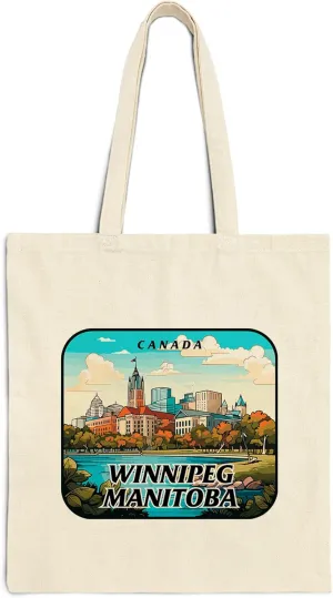 Winnipeg Manitoba Canada Cotton Tote Bag for Women Men Casual Tote Bag Cloth Canvas Shopping Bags with Handles Cute Bags Everyday Use 15" x 16" Aesthetic Gift ID44997