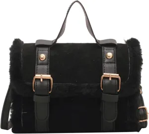 Winter Women's Crossbody Shoulder Bag 2024 Furry Plush Small Square Handbag French Styles for Fashionable Ladies