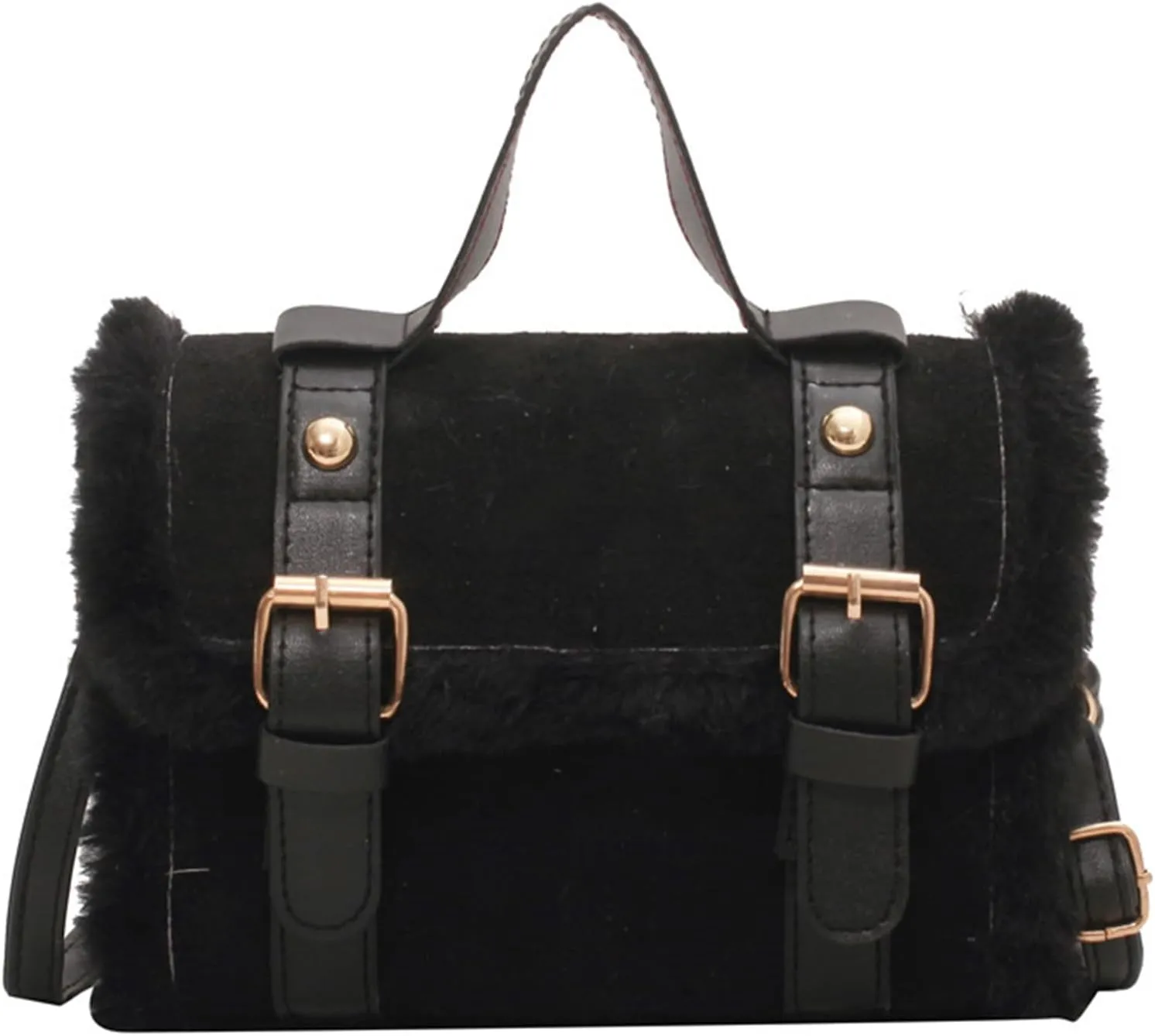 Winter Women's Crossbody Shoulder Bag 2024 Furry Plush Small Square Handbag French Styles for Fashionable Ladies