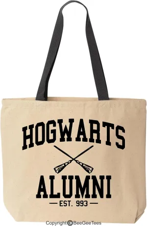 Wizard Alumni Funny Magic Canvas Tote Bag (Black Handle)