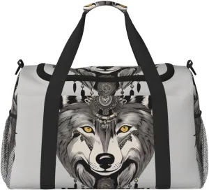wolf motifs accessories04 print Carry on Luggage for Women Men Shoulder Weekender Crossbody Bag for Yoga Travel Must Haves
