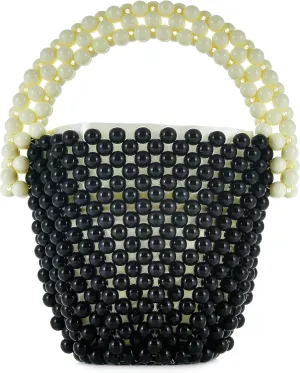Women Acrylic Beads Evening Bag Ladies Elegant Handmade Hollow Bucket Clutch Handbag Wedding Party Prom Lipstick Purse