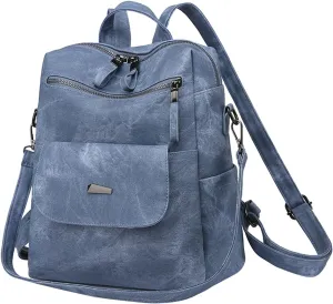 Women Bag Fashion Backpack Comfortable Leather Student Backpack Travel Stick On Wallet for Phone Case (Blue, One Size)