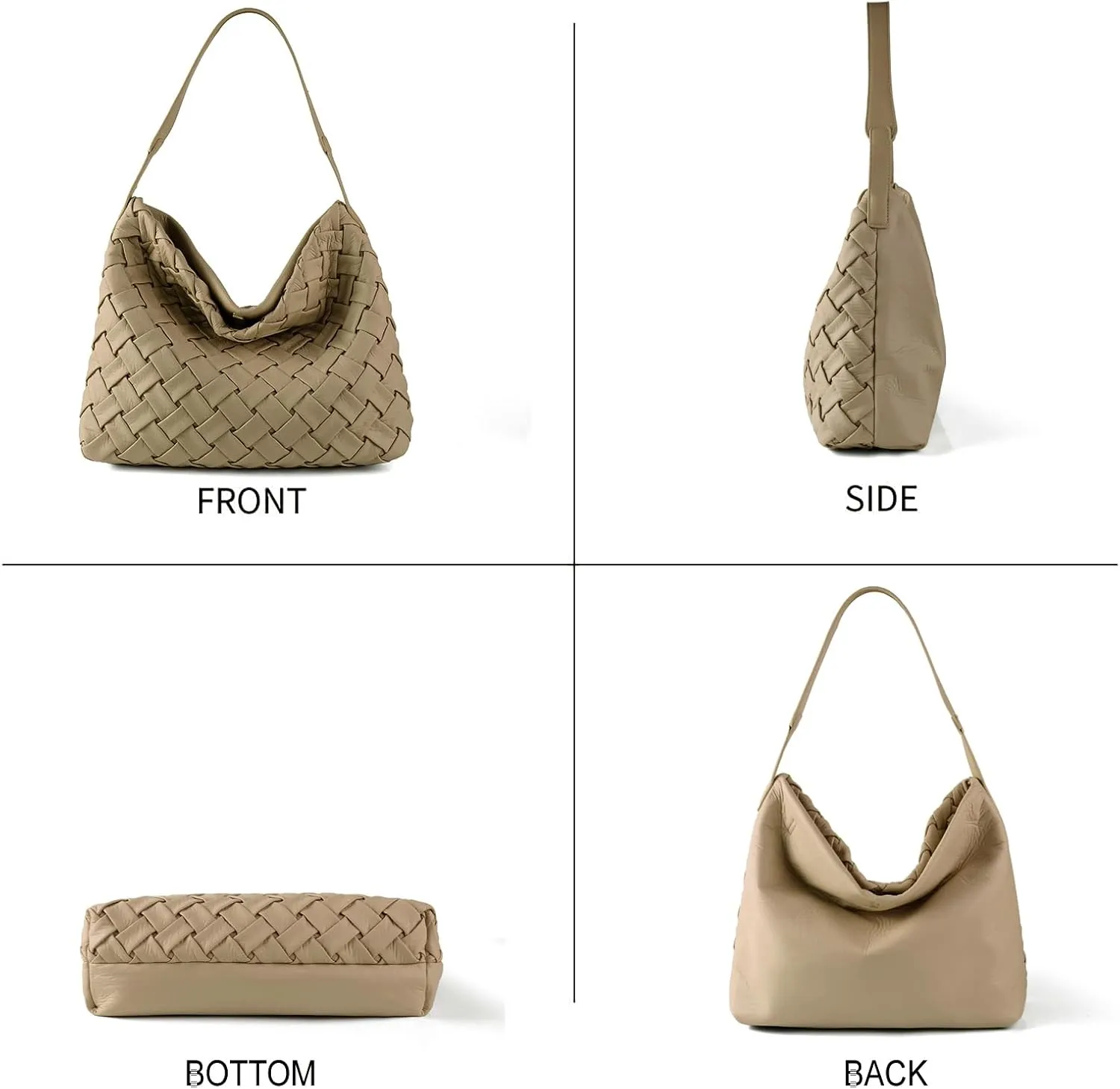 Women Boston Bag Woven Tote Vegan Leather Handbags Female Satchel Messenger Bag Fashion Shoulder Crossbody Bag Casual Hobo