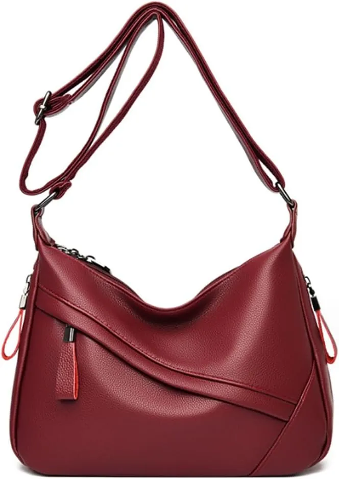 Women Classic Crossbody Bag Soft PU Leather Zipper Shoulder Purse Handbag Satchel
