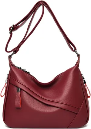 Women Classic Crossbody Bag Soft PU Leather Zipper Shoulder Purse Handbag Satchel