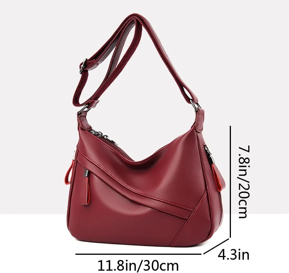 Women Classic Crossbody Bag Soft PU Leather Zipper Shoulder Purse Handbag Satchel