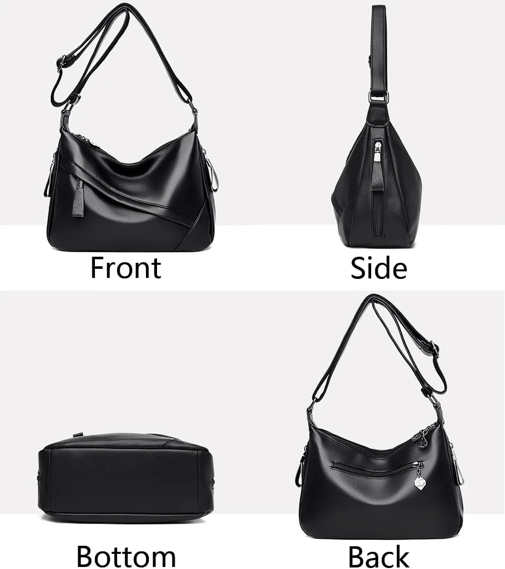 Women Classic Crossbody Bag Soft PU Leather Zipper Shoulder Purse Handbag Satchel