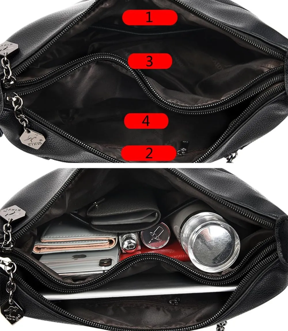 Women Classic Crossbody Bag Soft PU Leather Zipper Shoulder Purse Handbag Satchel