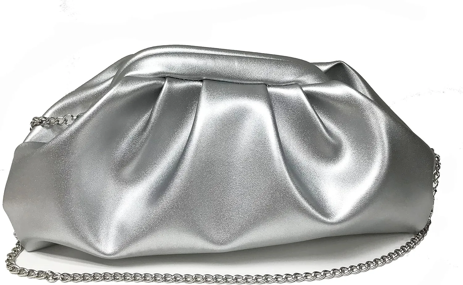 Women Cloud Bag Slouchy Clutch Ruched Purse Evening Handbag with Chain Shoulder Bag for Wedding Party Prom