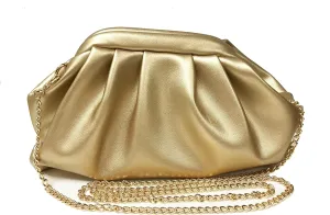 Women Cloud Bag Slouchy Clutch Ruched Purse Evening Handbag with Chain Shoulder Bag for Wedding Party Prom