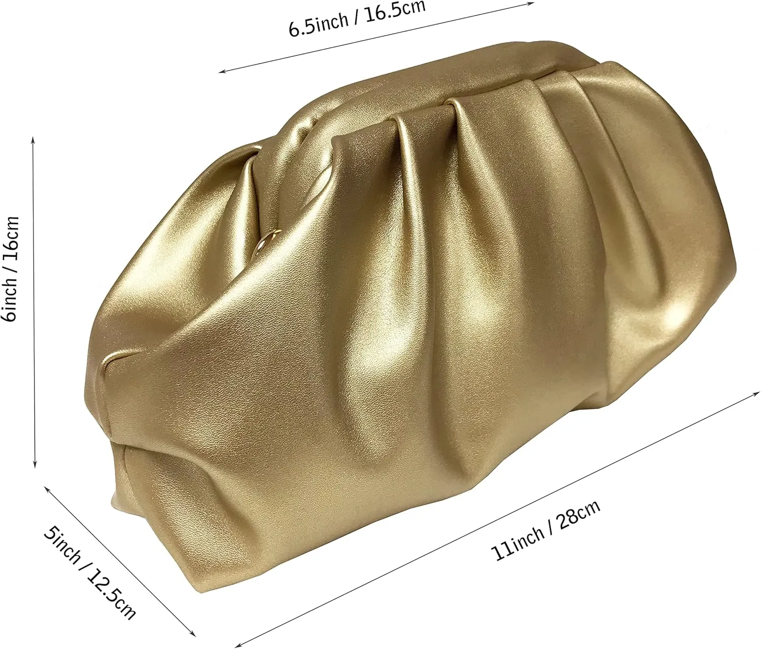 Women Cloud Bag Slouchy Clutch Ruched Purse Evening Handbag with Chain Shoulder Bag for Wedding Party Prom