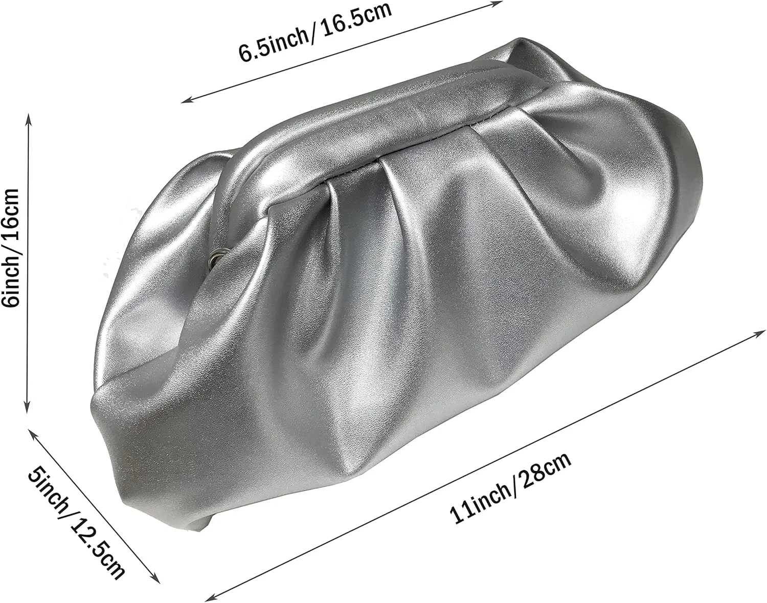 Women Cloud Bag Slouchy Clutch Ruched Purse Evening Handbag with Chain Shoulder Bag for Wedding Party Prom