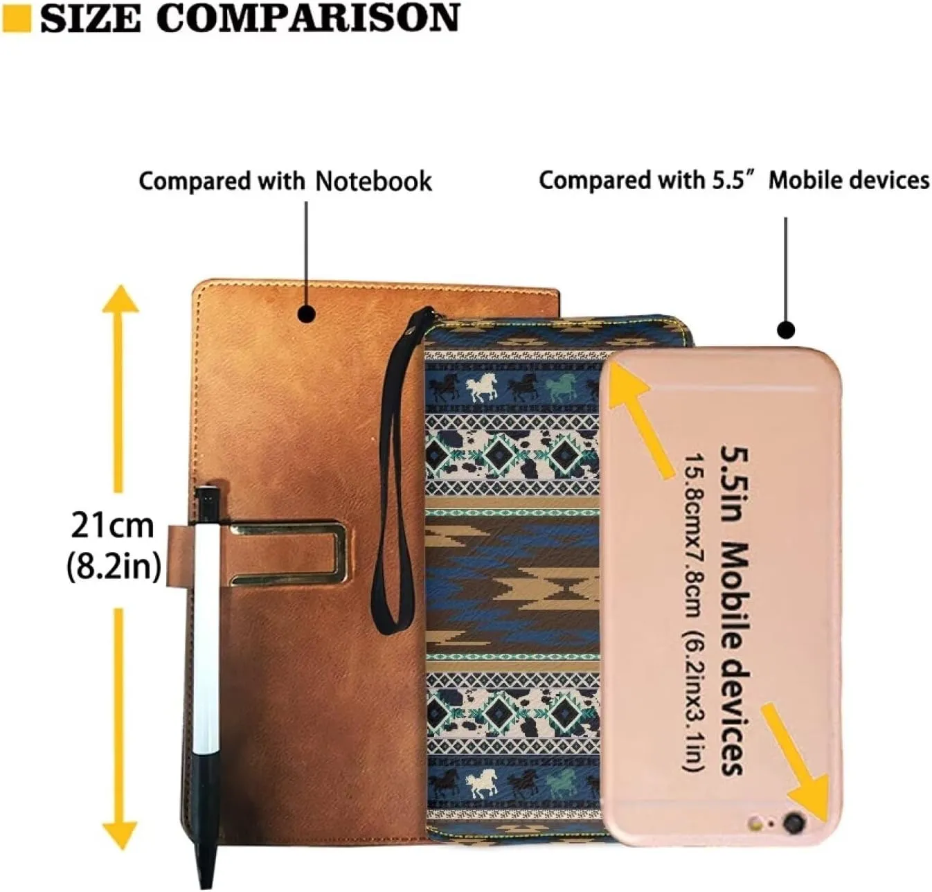 Women Clutch Wallet Southwest Aztec Native American Horse Credit Card Holder Purse Long PU Leather Cash with Wristlet