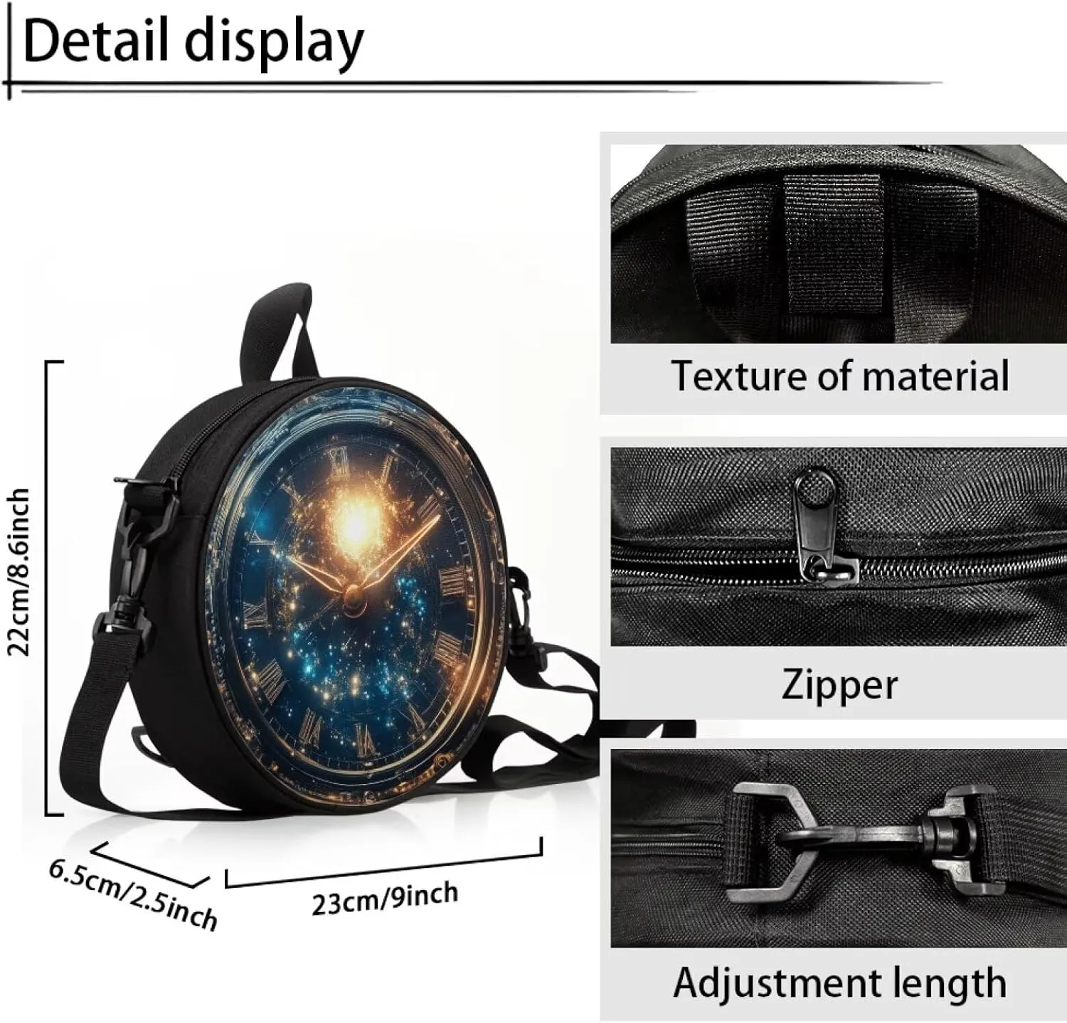 Women Crossbody Bag, Soft Light Round Shoulder Bag, Durable Round Satchel Bag with Zipper for Work Shopping