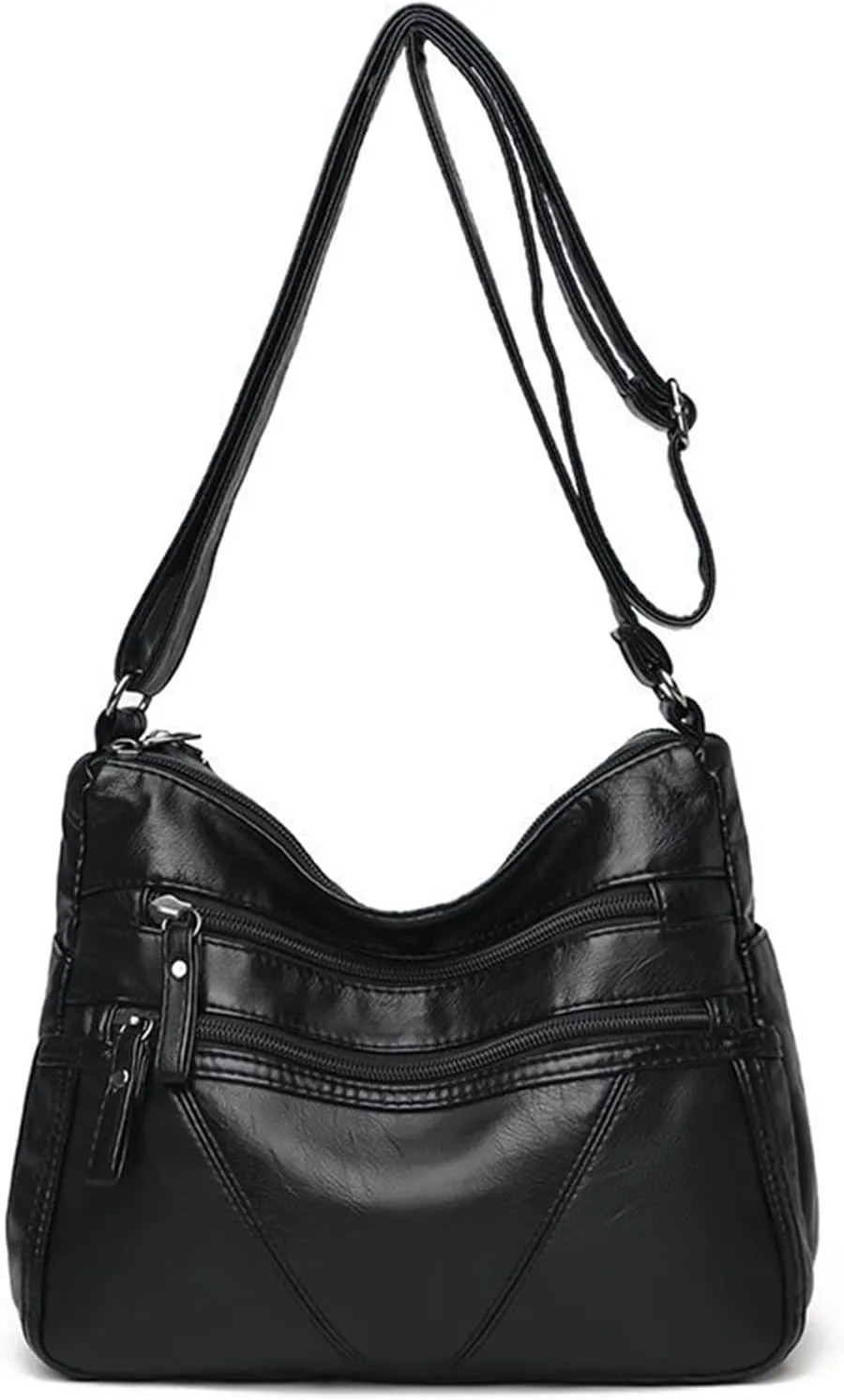 Women Crossbody Shoulder Bag Soft PU Leather Handbags Multi-Pocket Messenger Bag Waterproof Purse for Ladies